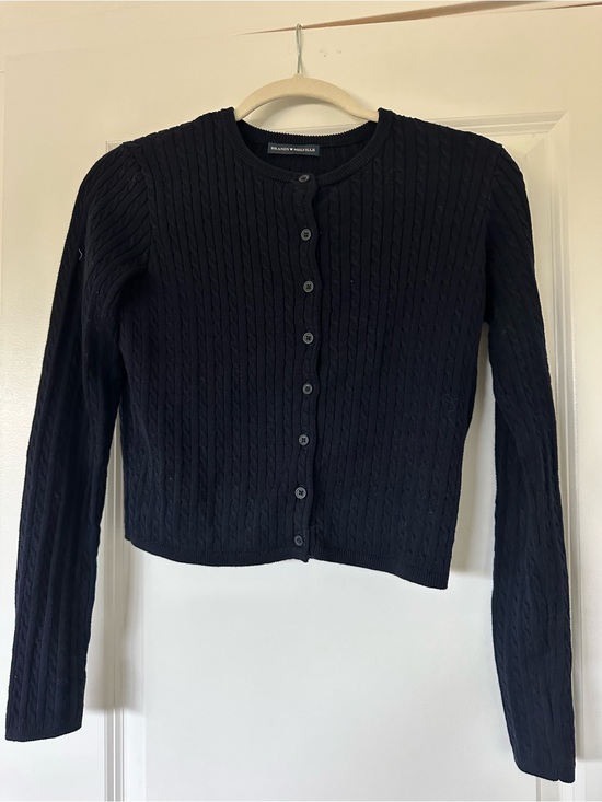 Brandy Melville Sweaters - Brandy Melville Navy Cropped Cable-Knit Button Cardigan